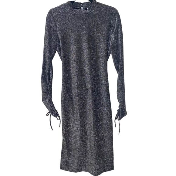 Topshop Glitter Open Back Midi Cocktail Dress - Picture 5 of 16